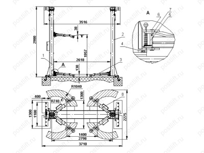 Запчасти для: Подъемник двухстоечный электромеханический ПЛД-3-01 (деталировка)