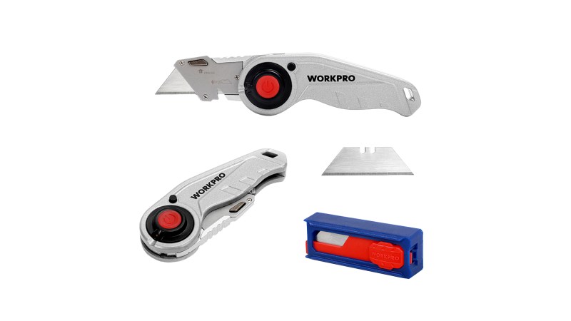  Нож универсальный складной со сменными лезвиями с подсветкой WP211009 WORKPRO (1)
