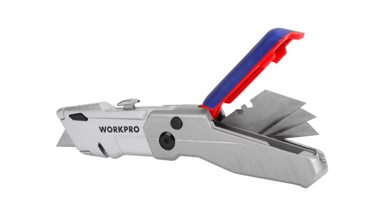 Нож универсальный складной выдвижной алюминиевый со сменными лезвиями WP211011 WORKPRO (1)