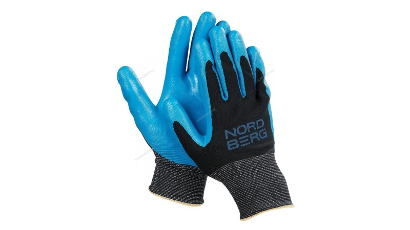  Перчатки маслобензостойкие, черная основа/ синее покрытие NORDBERG NPG1508BB (0)